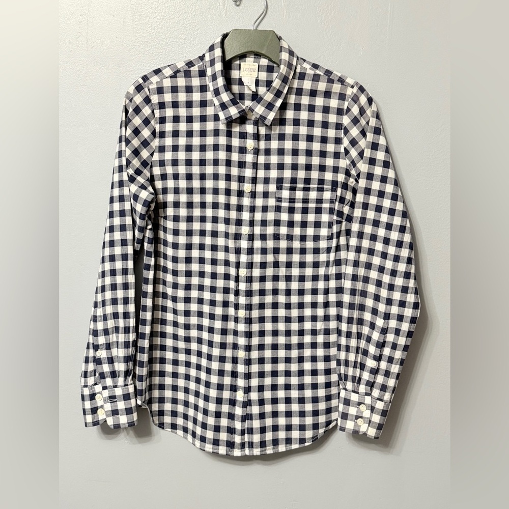#10)  J. Crew Blue and White Checkered Button Down Shirt